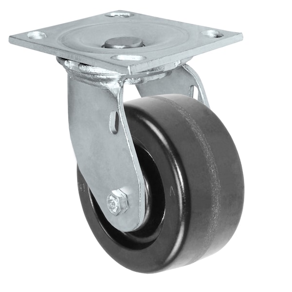 5"x2" Phenolic Wheel, Swivel Caster, Plate Size: 4-1/2x6-1/4",